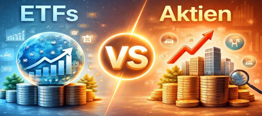 Zu sehen ist das Bild 1 des Beitrags mit dem Thema: Unterschiede zwischen ETFs und Aktien